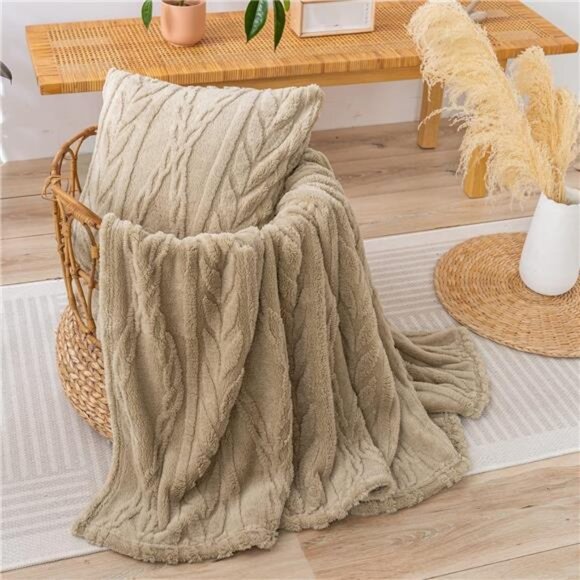 Sherpa Throw Blanket-3D Stylish Design Super Soft Fuzzy Cozy Warm Blanket - Picture 4 of 7